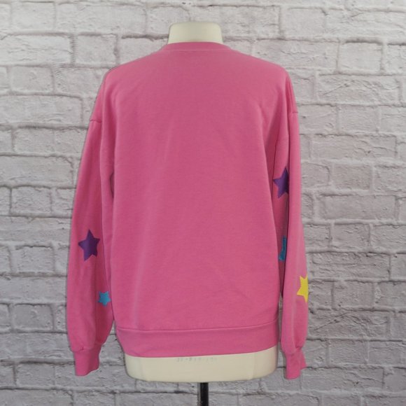 Vintage 90s Reworked Disney Mickey Mouse Star Applique Patch Pullover Sweatshirt - Picture 6 of 8